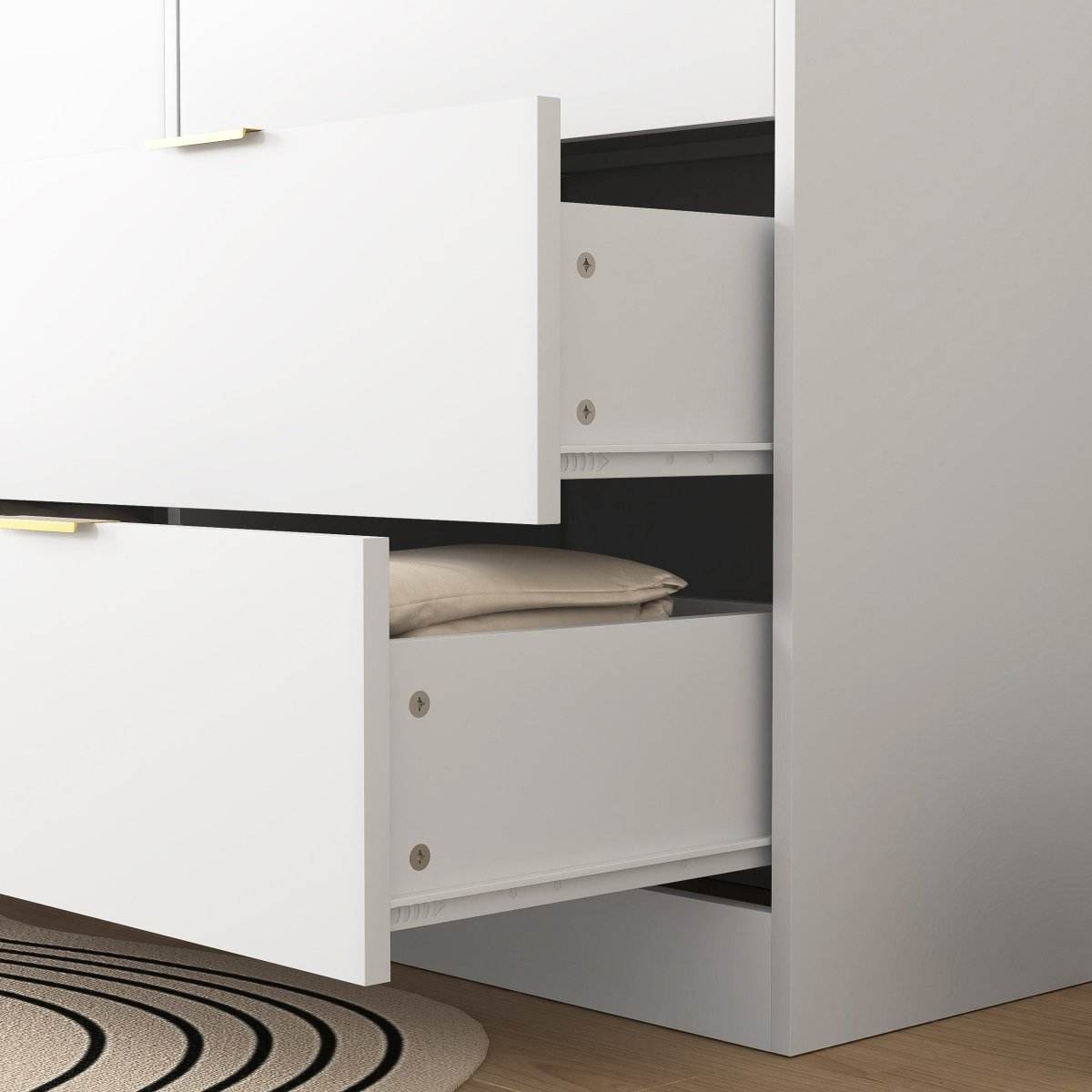 Modern 6-Drawer White Particle Board Dresser - Sleep Galleria