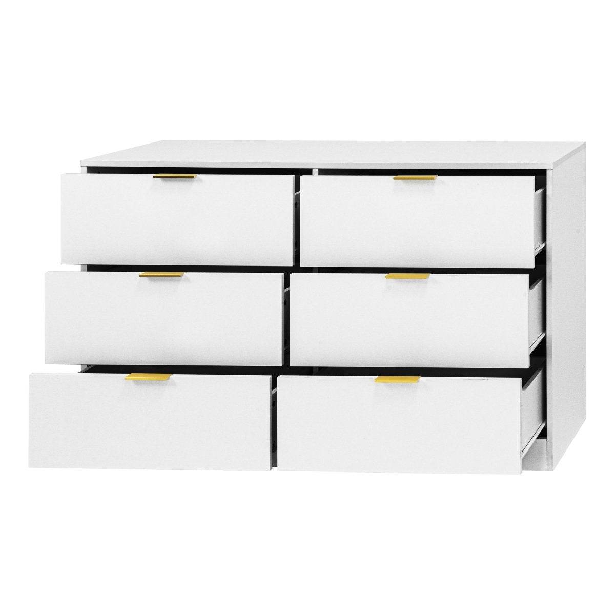 Modern 6-Drawer White Particle Board Dresser - Sleep Galleria