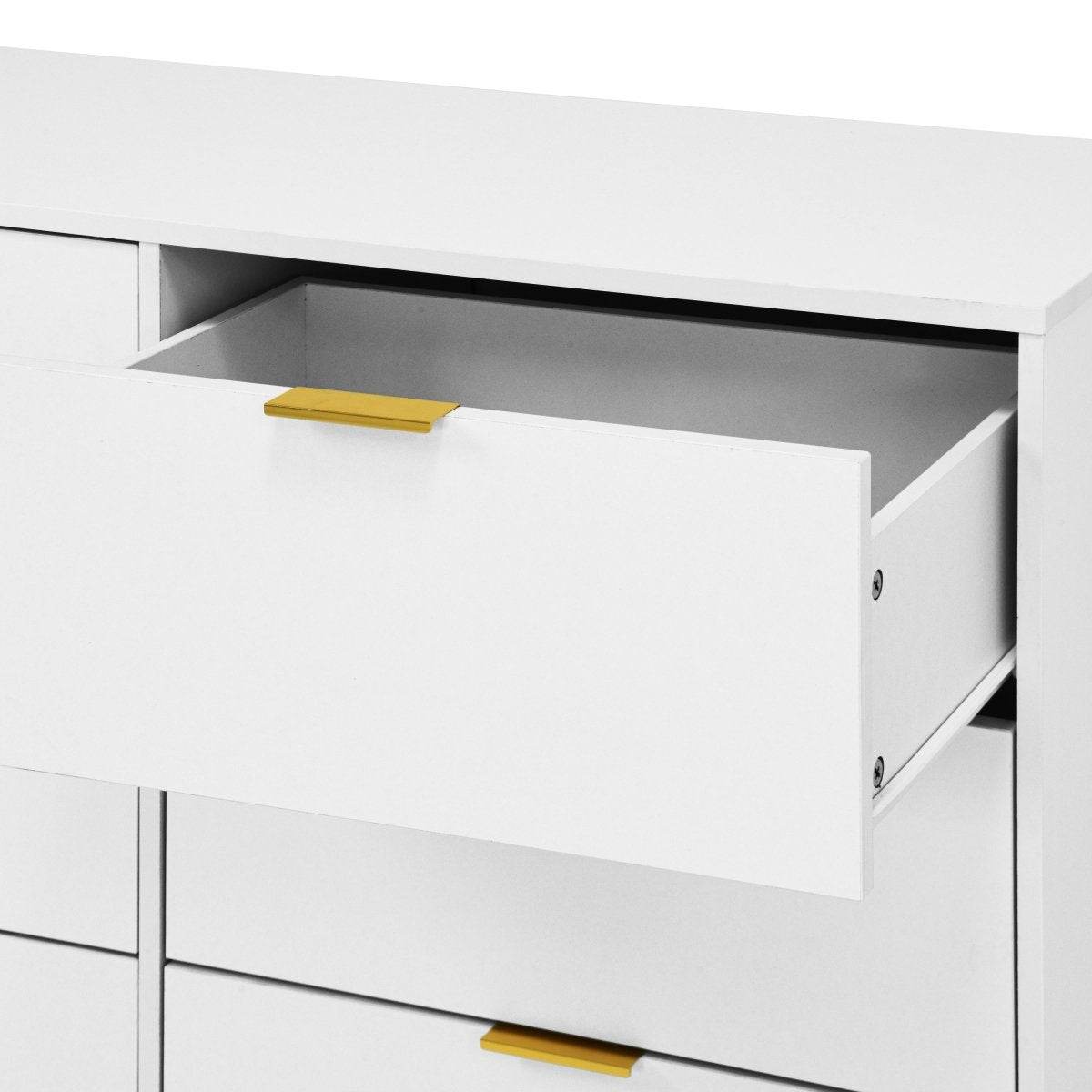 Modern 6-Drawer White Particle Board Dresser - Sleep Galleria