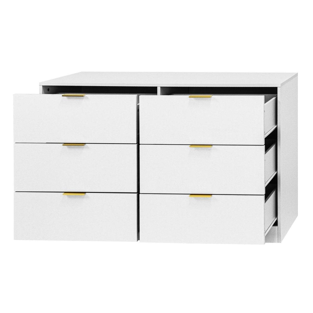 Modern 6-Drawer White Particle Board Dresser - Sleep Galleria