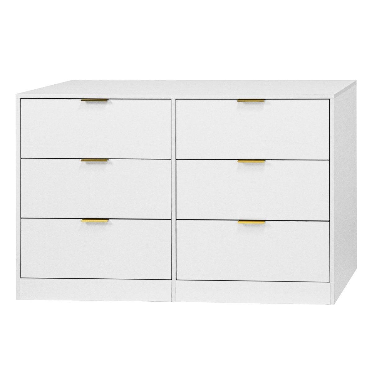 Modern 6-Drawer White Particle Board Dresser - Sleep Galleria