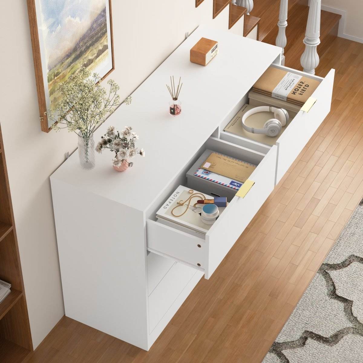 Modern 6-Drawer White Particle Board Dresser - Sleep Galleria
