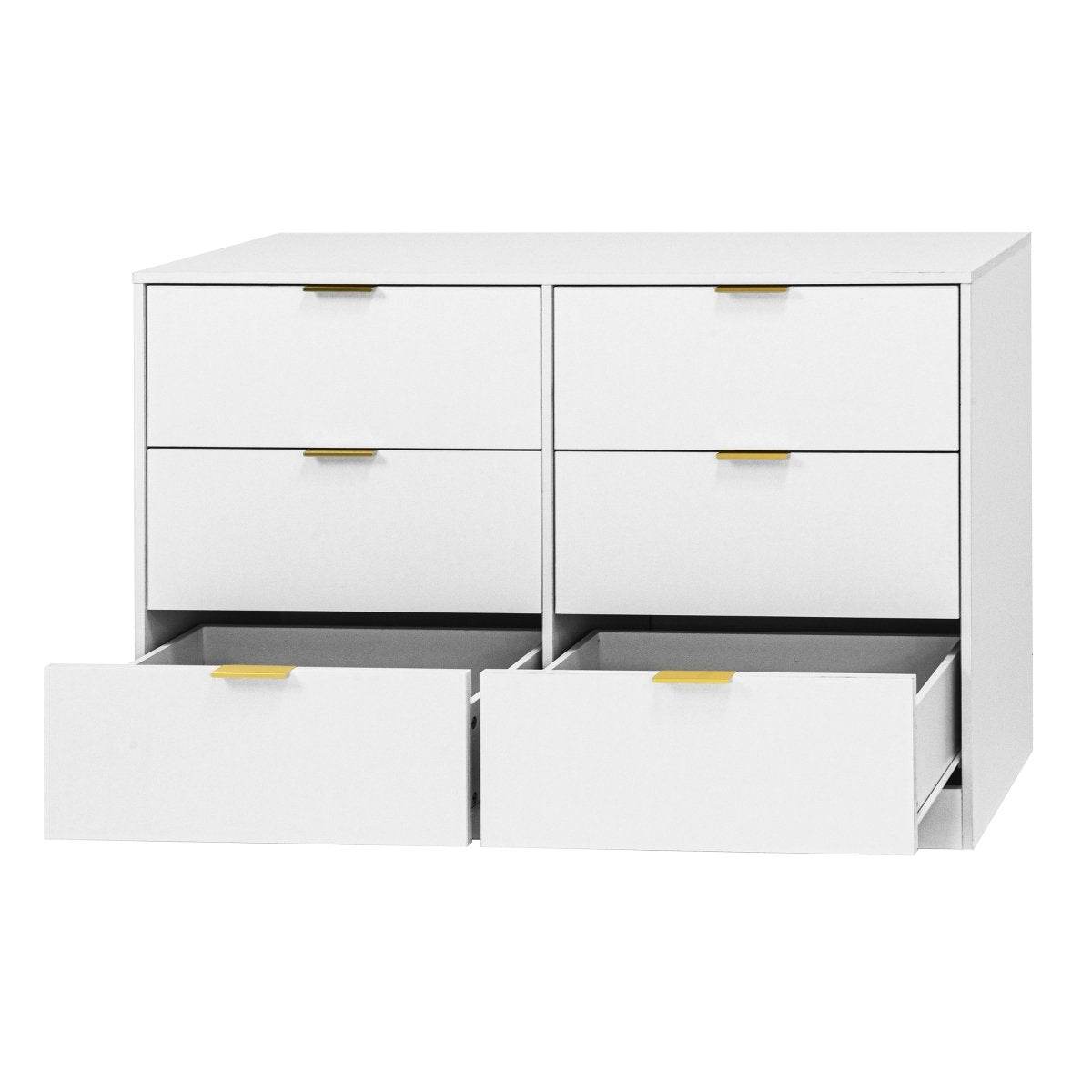 Modern 6-Drawer White Particle Board Dresser - Sleep Galleria