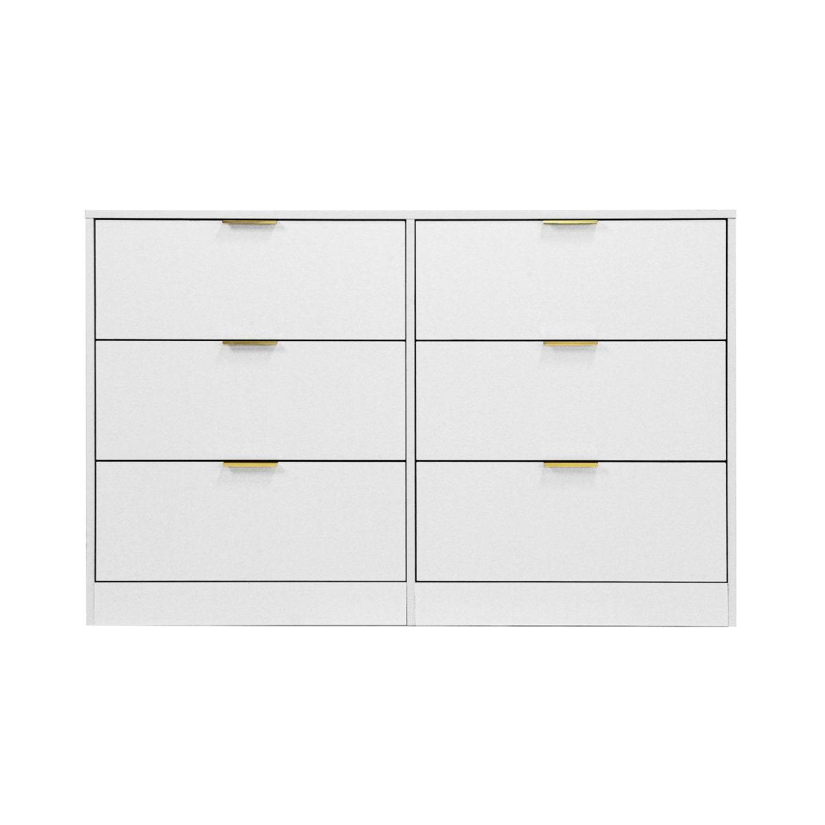 Modern 6-Drawer White Particle Board Dresser - Sleep Galleria