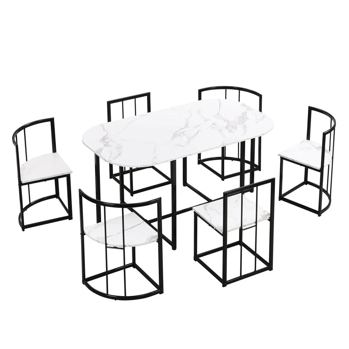 Modern 7-Piece Dining Table Set With Six Chairs - Omega Lifestyles