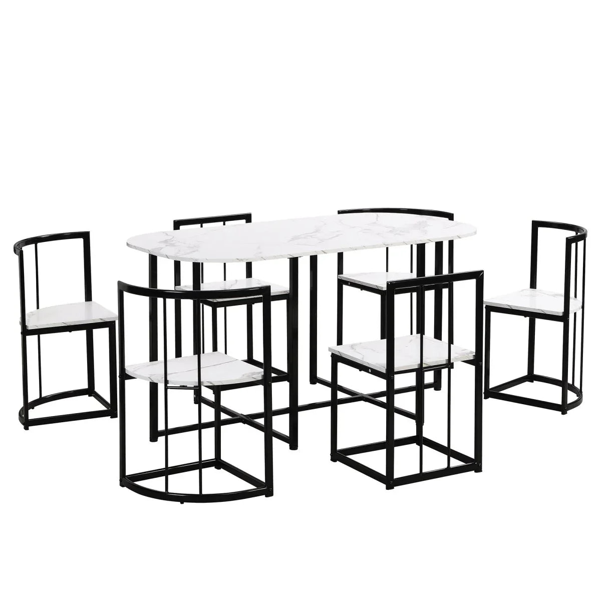 Modern 7-Piece Dining Table Set With Six Chairs - Omega Lifestyles