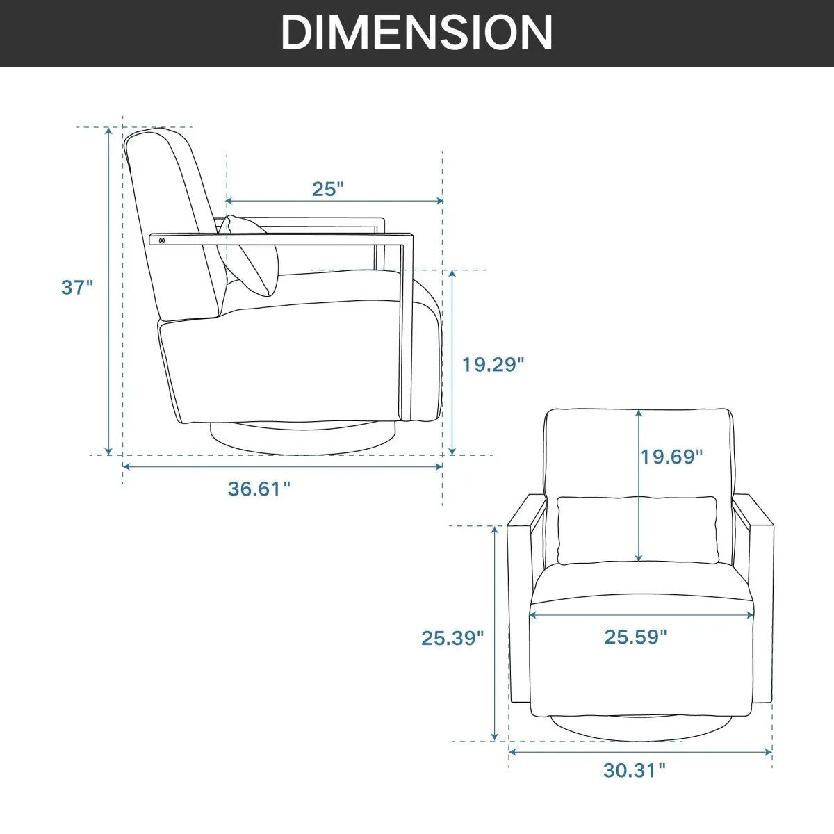 Modern Beige Linen Blend Swivel Accent Chair With Armrests - Omega Lifestyles