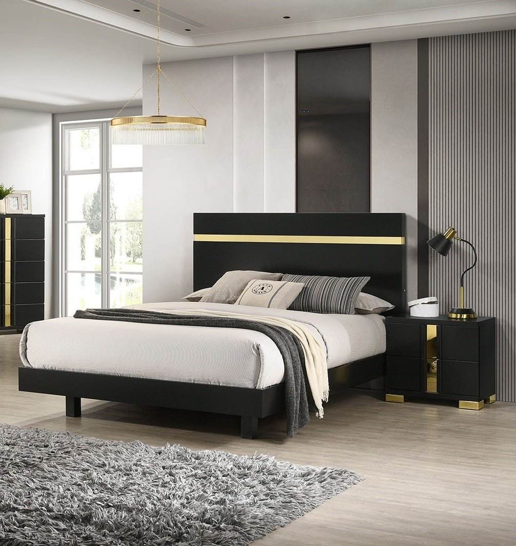 Modern Black 3-Piece Bedroom Set With LED Nightstands - Sleep Galleria