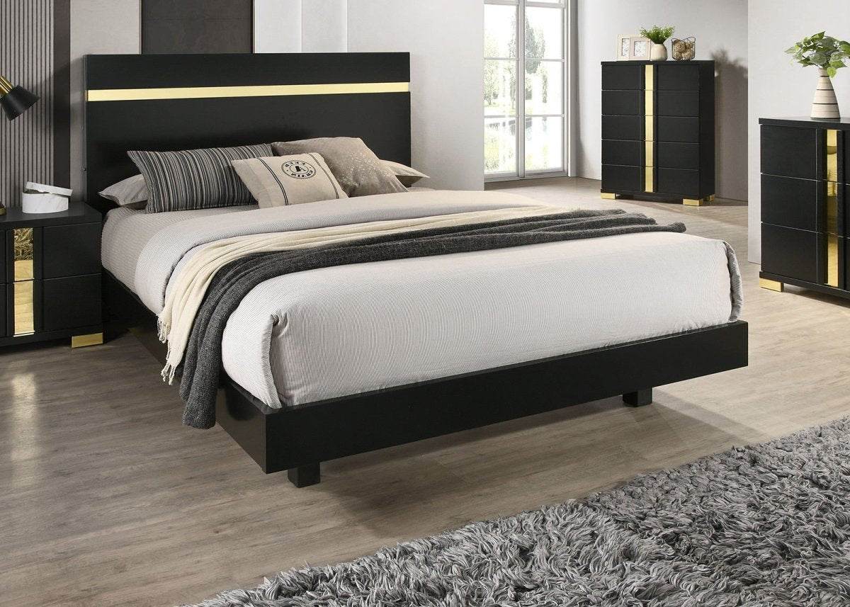 Modern Black 3-Piece Bedroom Set With LED Nightstands - Sleep Galleria