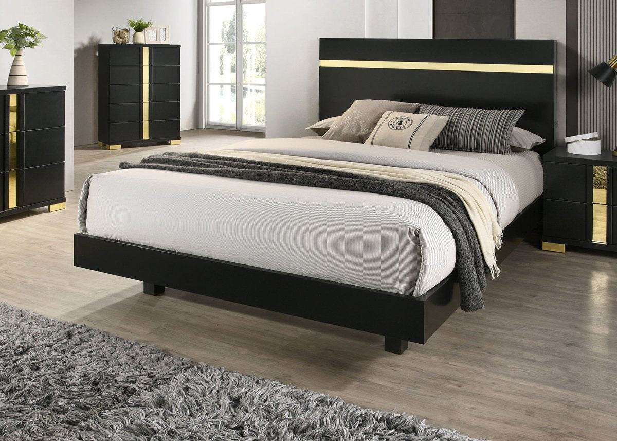 Modern Black 3-Piece Bedroom Set With LED Nightstands - Sleep Galleria