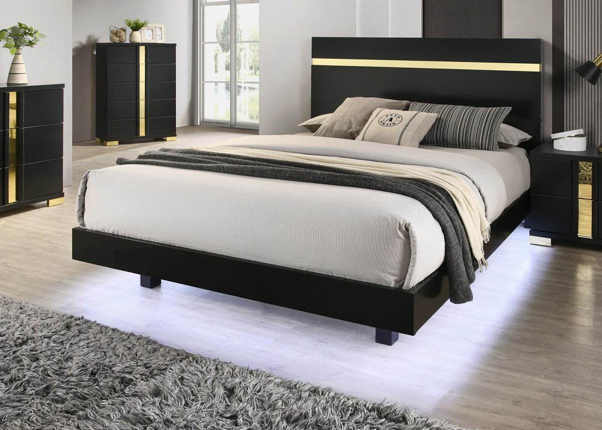 Modern Black 3-Piece Bedroom Set With LED Nightstands - Sleep Galleria