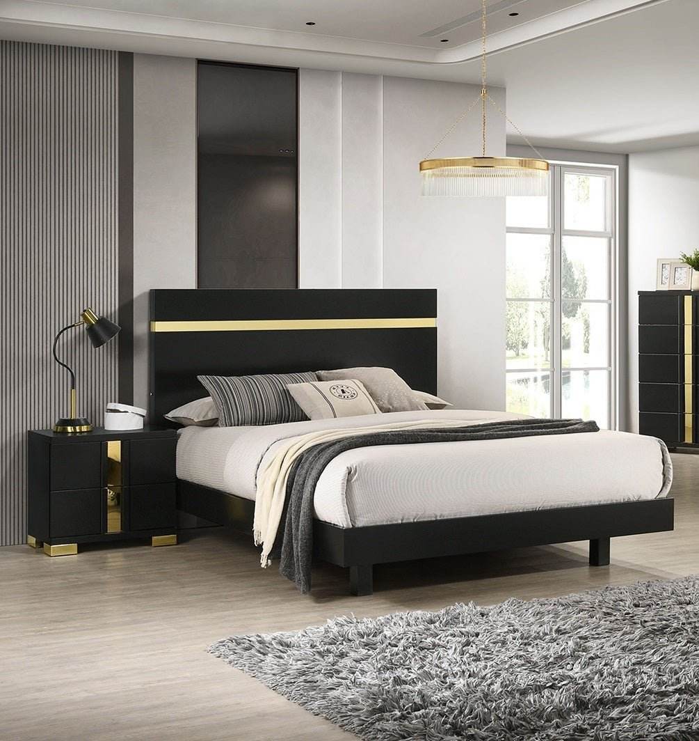 Modern Black 3-Piece Bedroom Set With LED Nightstands - Sleep Galleria