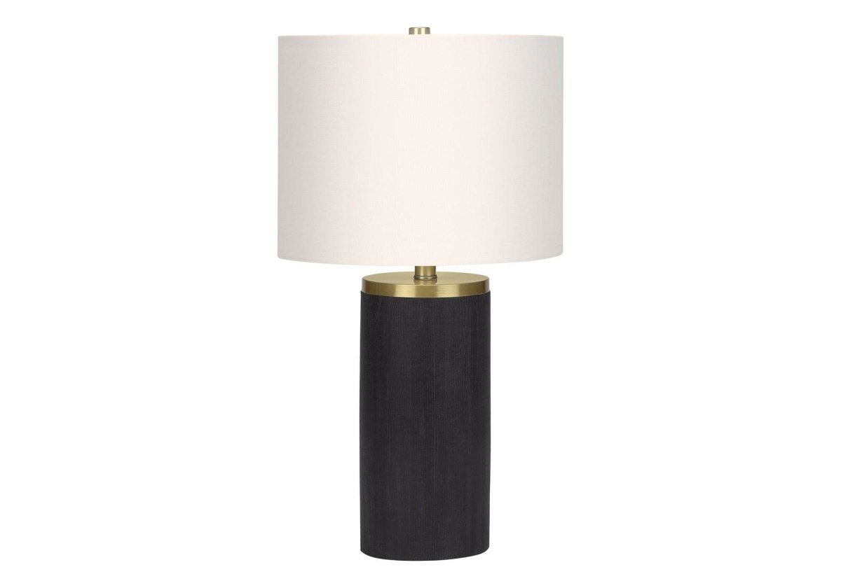 Modern Black Concrete Ribbed Base Table Lamp - Sleep Galleria
