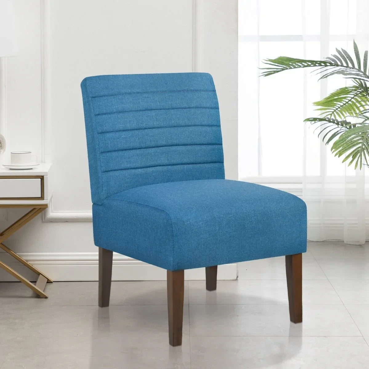 Modern Blue Armless Accent Lounge Chair With Foam - Omega Lifestyles