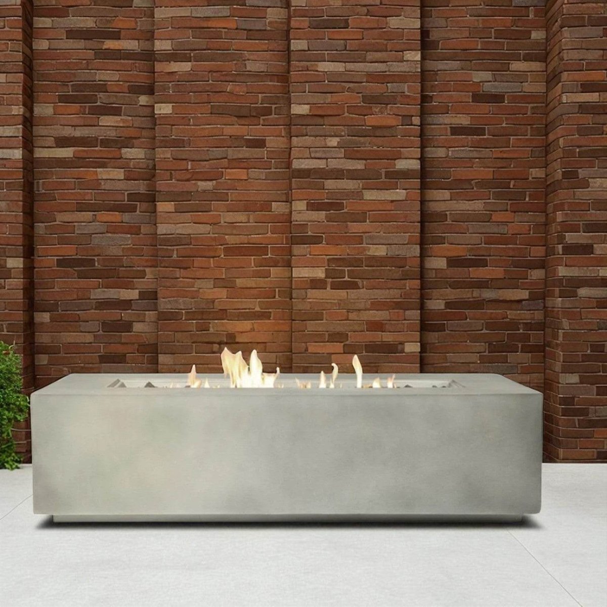 Modern Concrete Propane Gas Outdoor Fire Pit Table 20x42 Inch - Driftwood - Omega Lifestyles