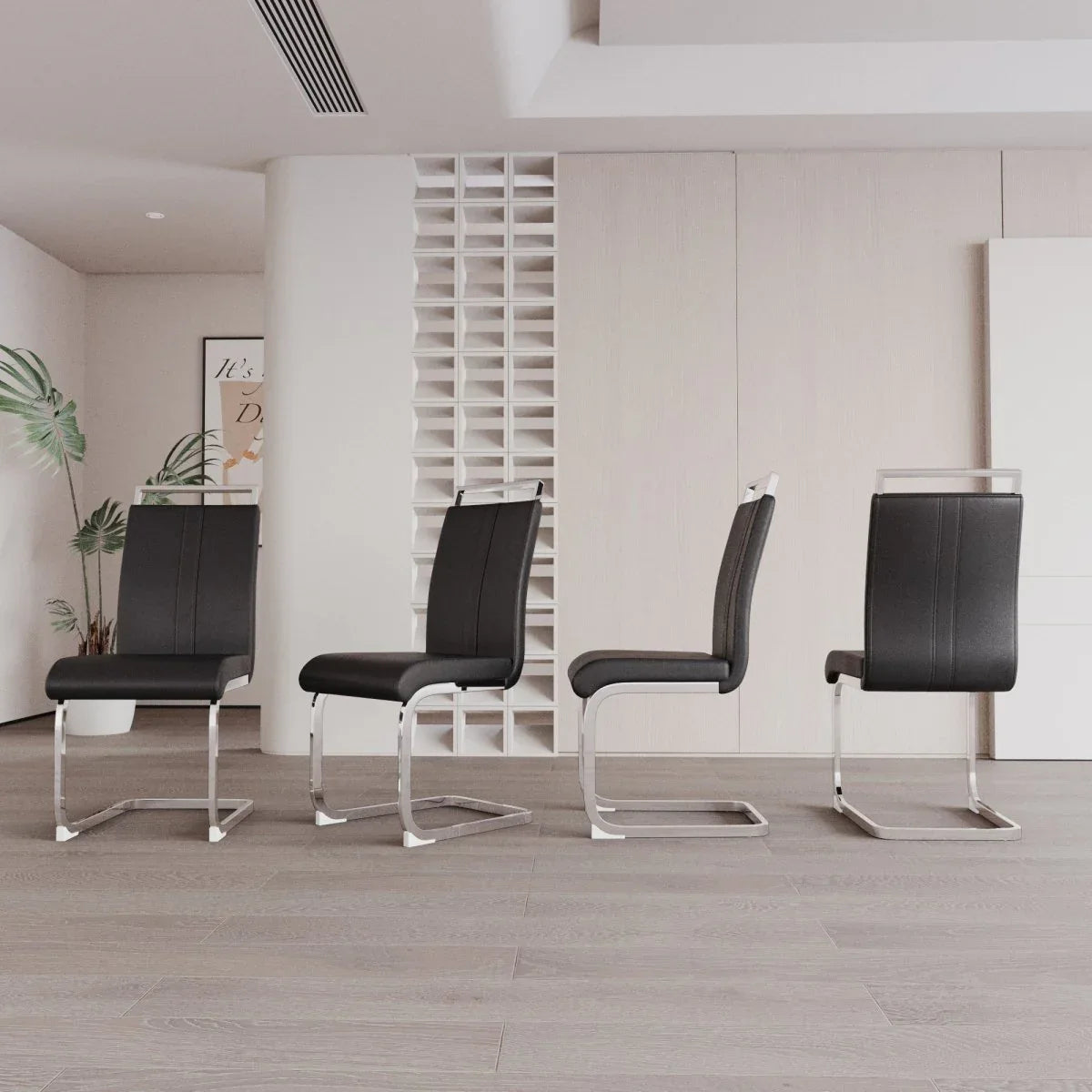 Modern Cream MDF Dining Table And PU Armless Chair Set - Omega Lifestyles