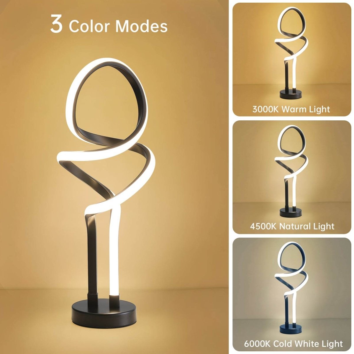 Modern Double Spiral Adjustable Brightness LED Table Lamp - Sleep Galleria