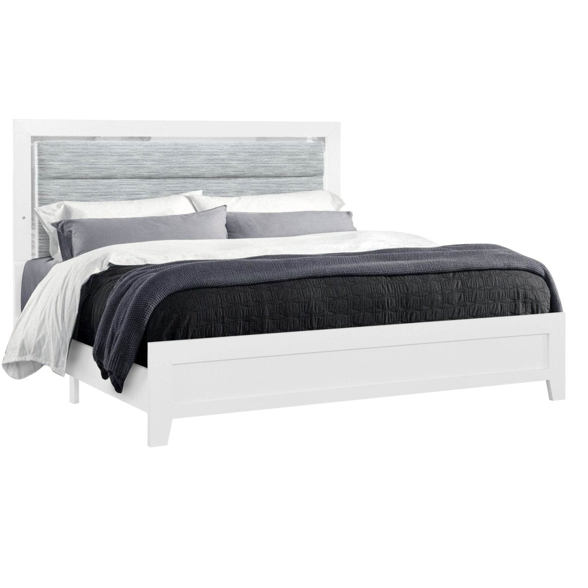 Modern Full Bed Frame With LED Accent Lighting Rubber Wood - Driftwood - Omega Lifestyles