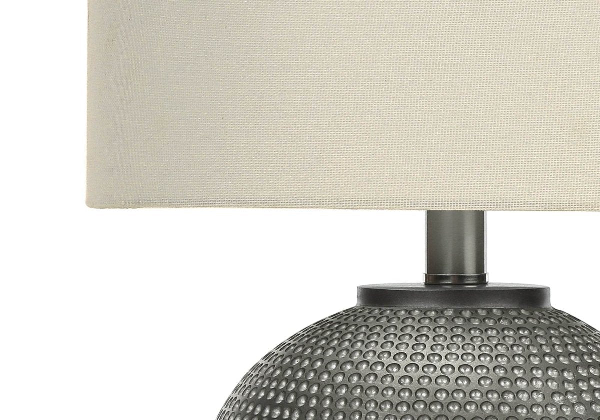 Modern Grey Resin Globe Table Lamp With Ivory Shade - Sleep Galleria
