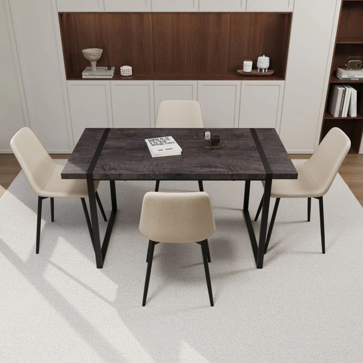 Modern Industrial 5-Piece MDF Dining Table And Chair Set - Omega Lifestyles