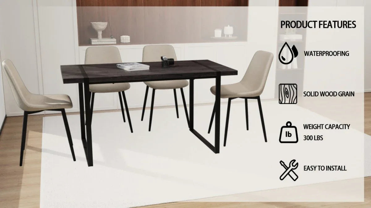 Modern Industrial 5-Piece MDF Dining Table And Chair Set - Omega Lifestyles