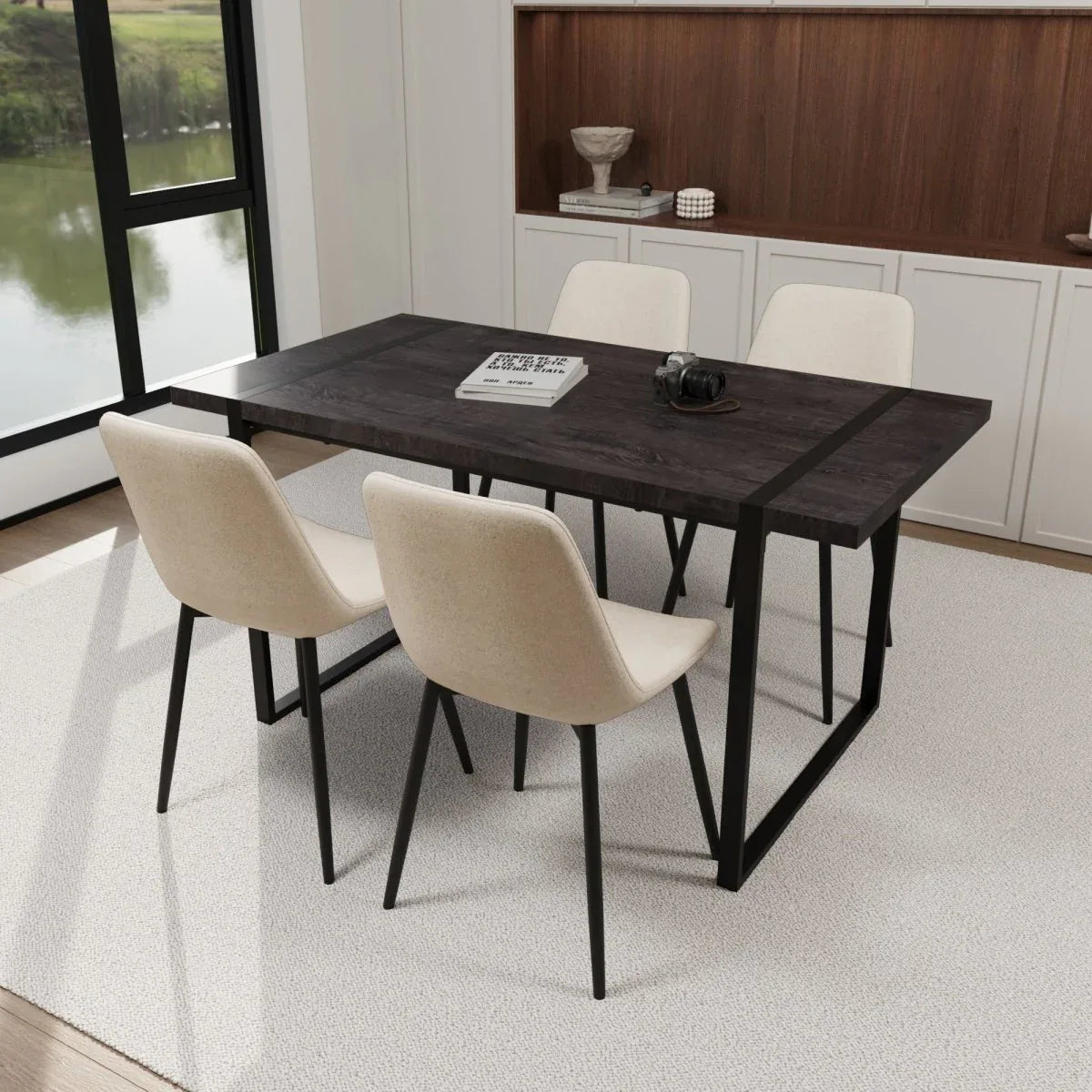 Modern Industrial 5-Piece MDF Dining Table And Chair Set - Omega Lifestyles