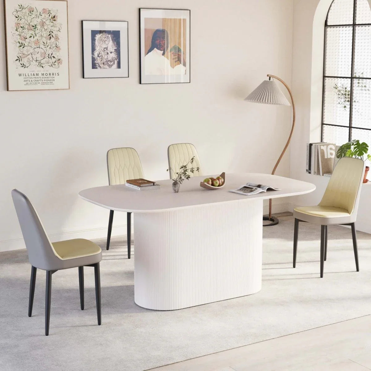 Modern Industrial MDF Dining Table And PU Chair Set - Omega Lifestyles