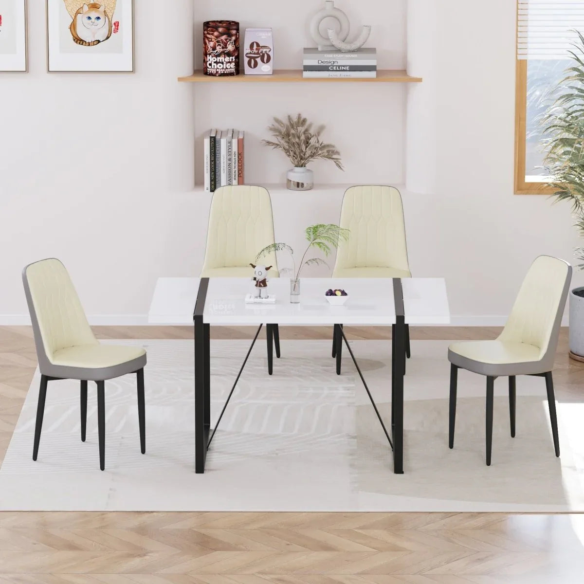 Modern MDF Industrial Dining Table And Chair Set - Omega Lifestyles