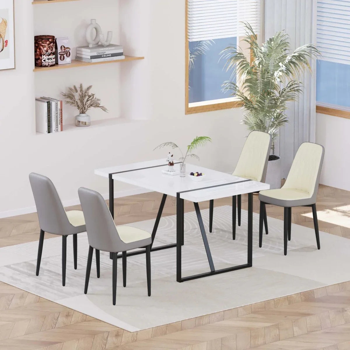 Modern MDF Industrial Dining Table And Chair Set - Omega Lifestyles