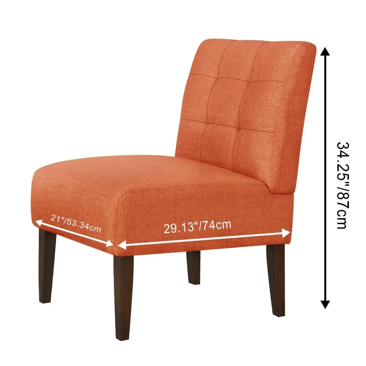 Modern Orange Armless Accent Chair With Wood Legs - Omega Lifestyles