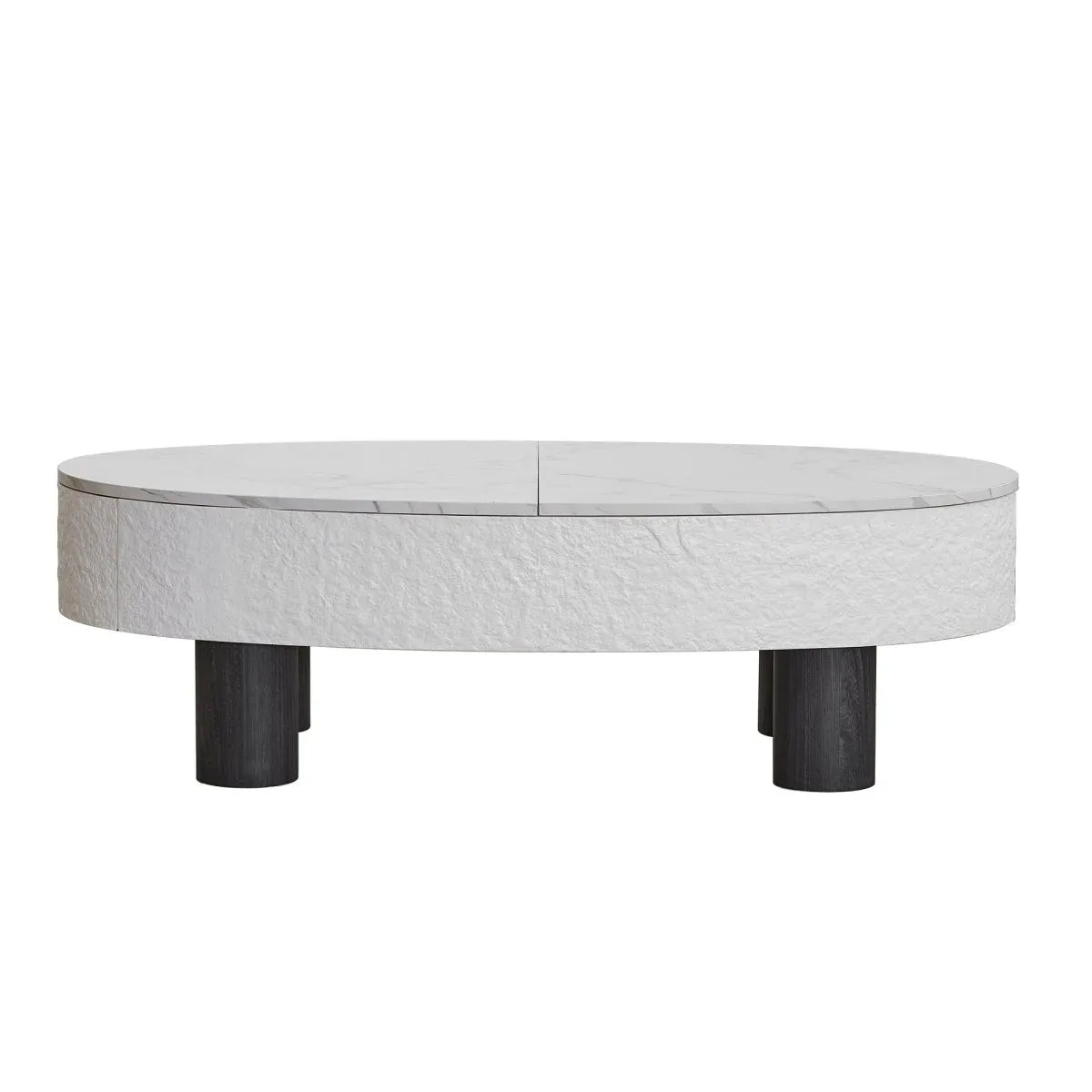 Modern Oval Engineered Wood Coffee Table With Storage - Omega Lifestyles