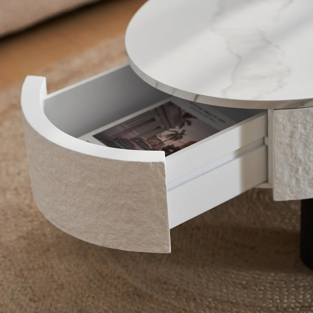 Modern Oval Engineered Wood Coffee Table With Storage - Omega Lifestyles