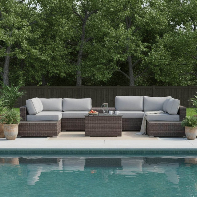 Modern Rattan Wicker Patio Seating Set With Cushions - Omega Lifestyles