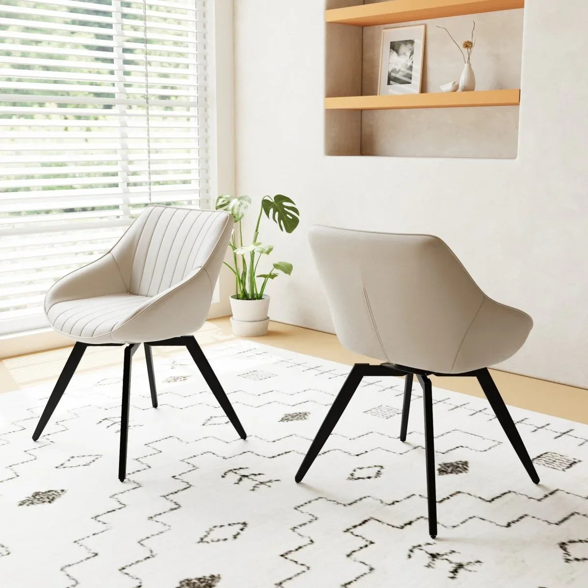 Modern Round Coffee Table And 2 Cushioned PU Dining Chairs Set - Omega Lifestyles