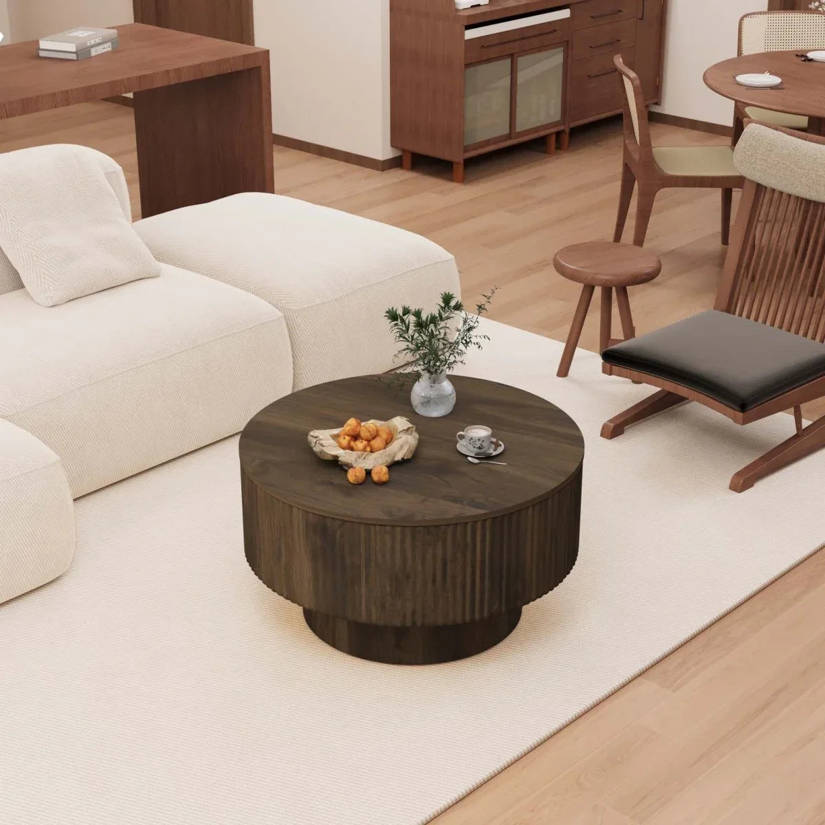 Modern Round Coffee Table And 2 Cushioned PU Dining Chairs Set - Omega Lifestyles