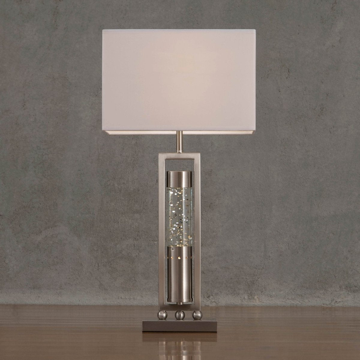 Modern Satin Nickel Finish Decorative Table Lamp - Sleep Galleria