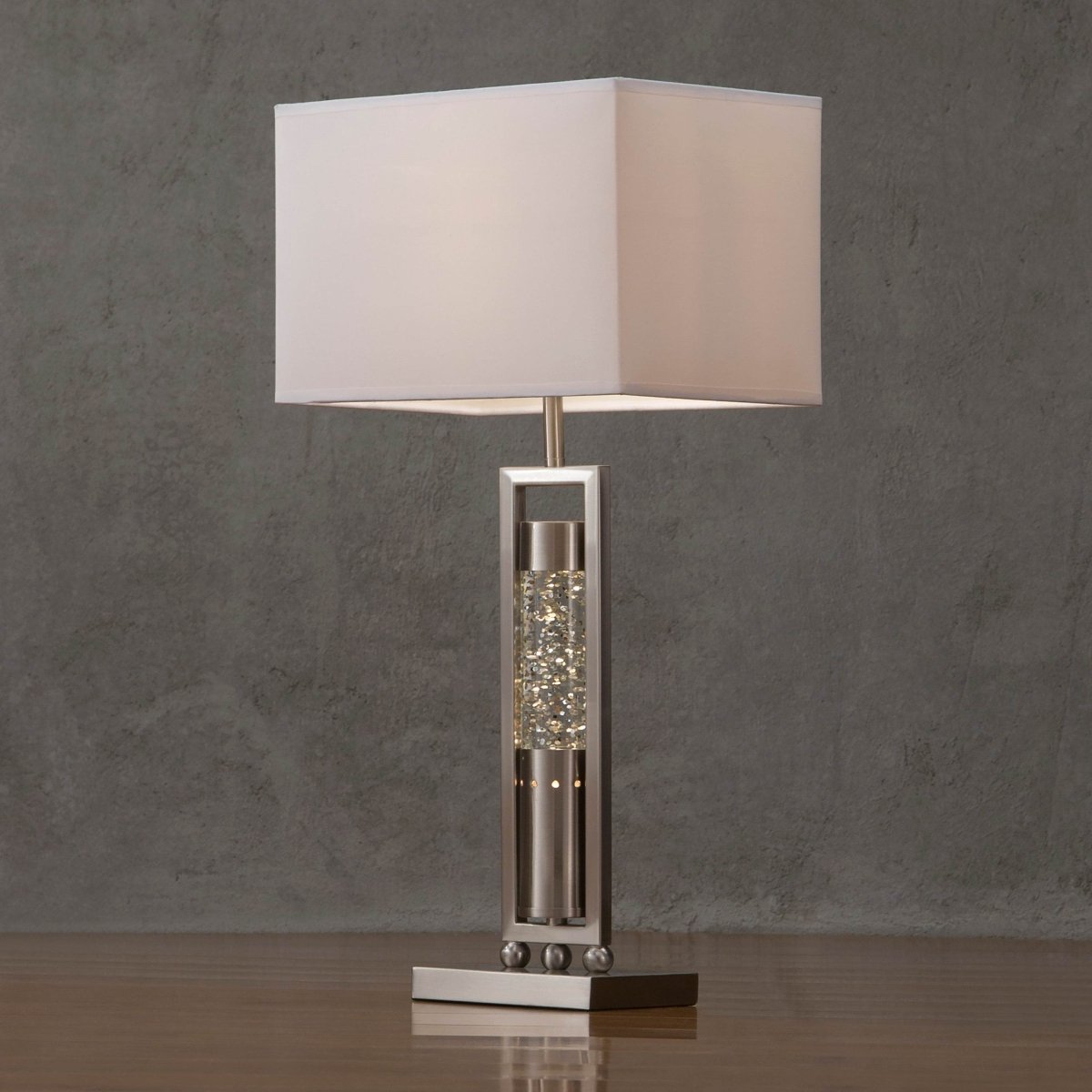 Modern Satin Nickel Finish Decorative Table Lamp - Sleep Galleria