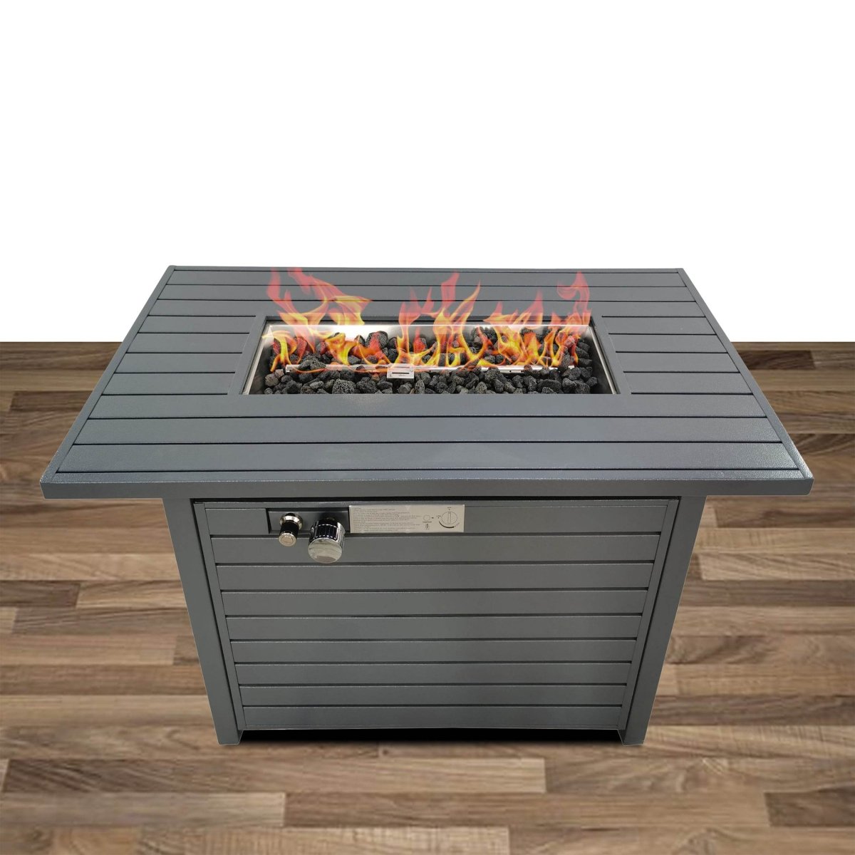 Modern Steel Propane Outdoor Fire Pit Table With Lid - Omega Lifestyles