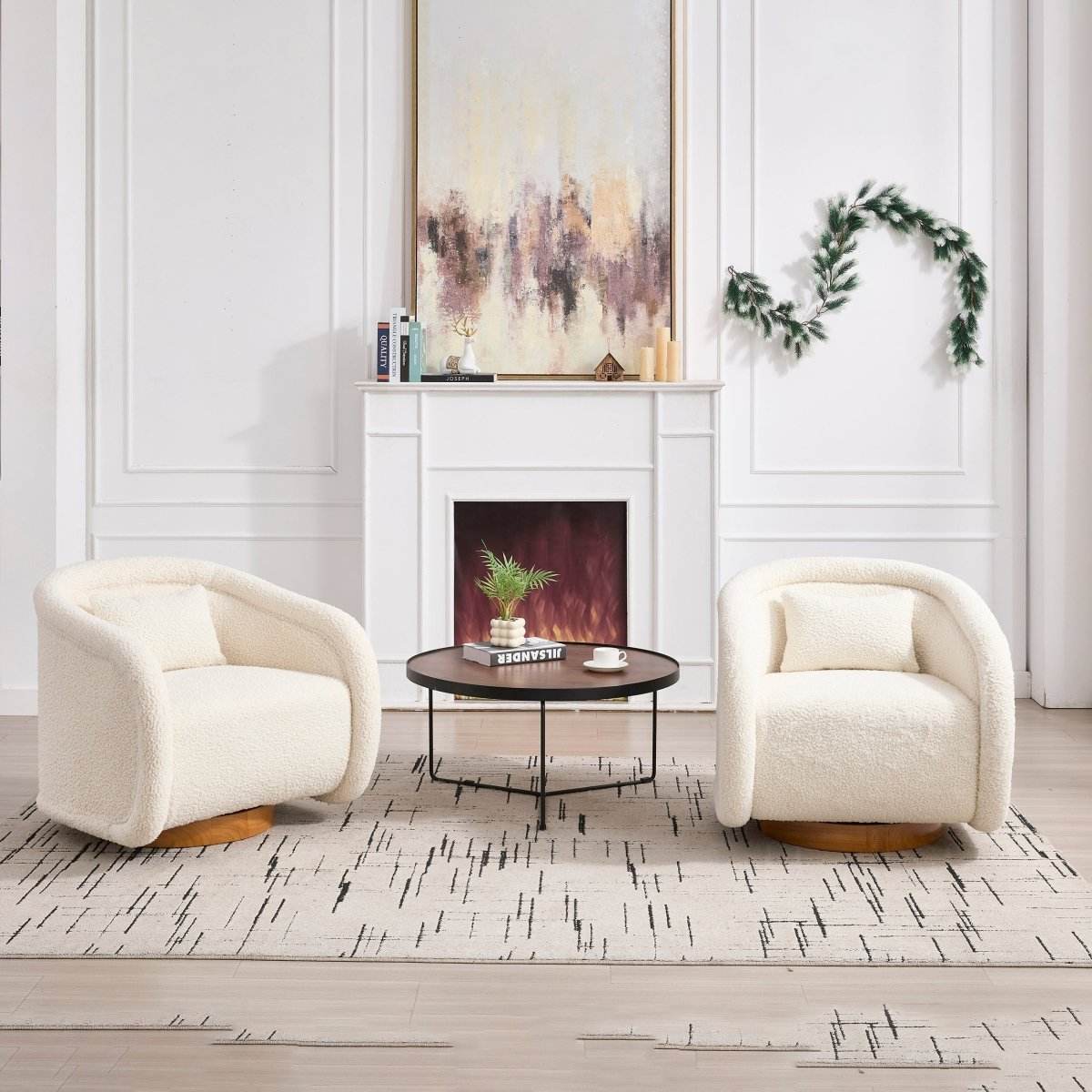 Modern Teddy Fabric 360-Degree Swivel Accent Chair - Sleep Galleria