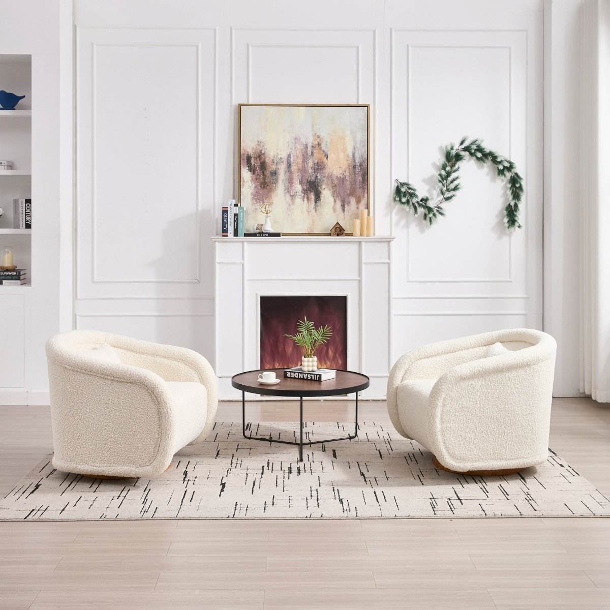 Modern Teddy Fabric 360-Degree Swivel Accent Chair - Sleep Galleria