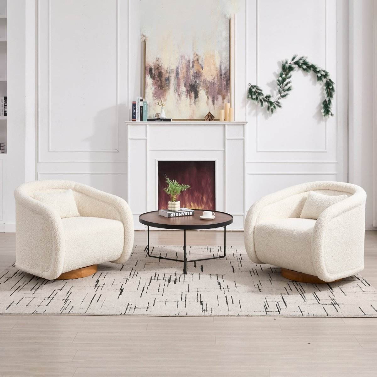 Modern Teddy Fabric 360-Degree Swivel Accent Chair - Sleep Galleria