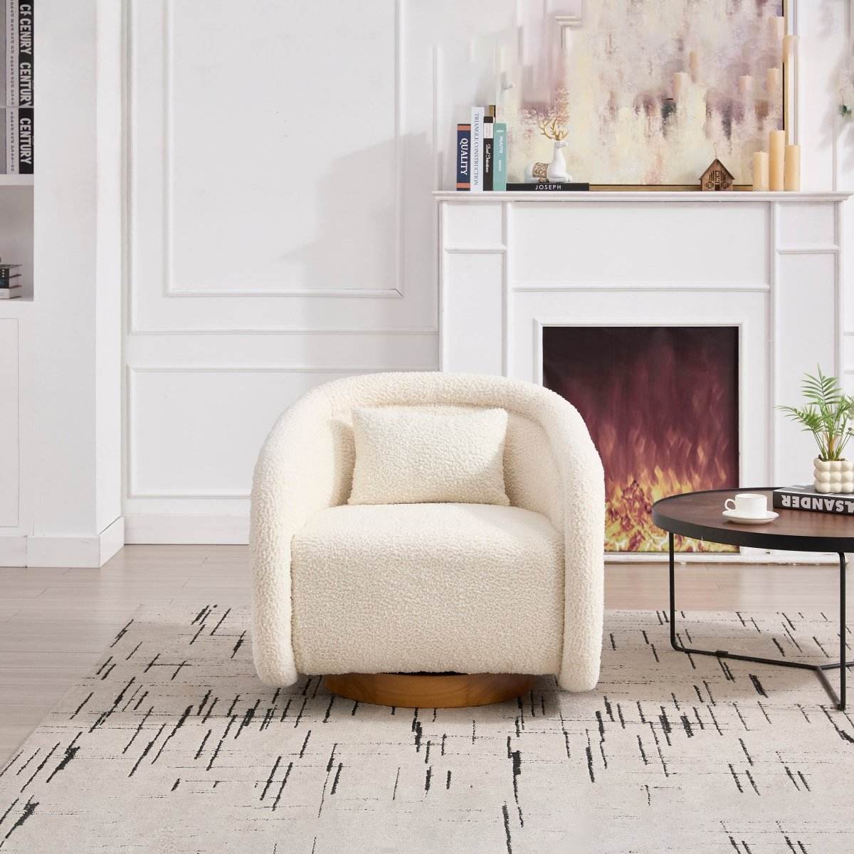 Modern Teddy Fabric 360-Degree Swivel Accent Chair - Sleep Galleria