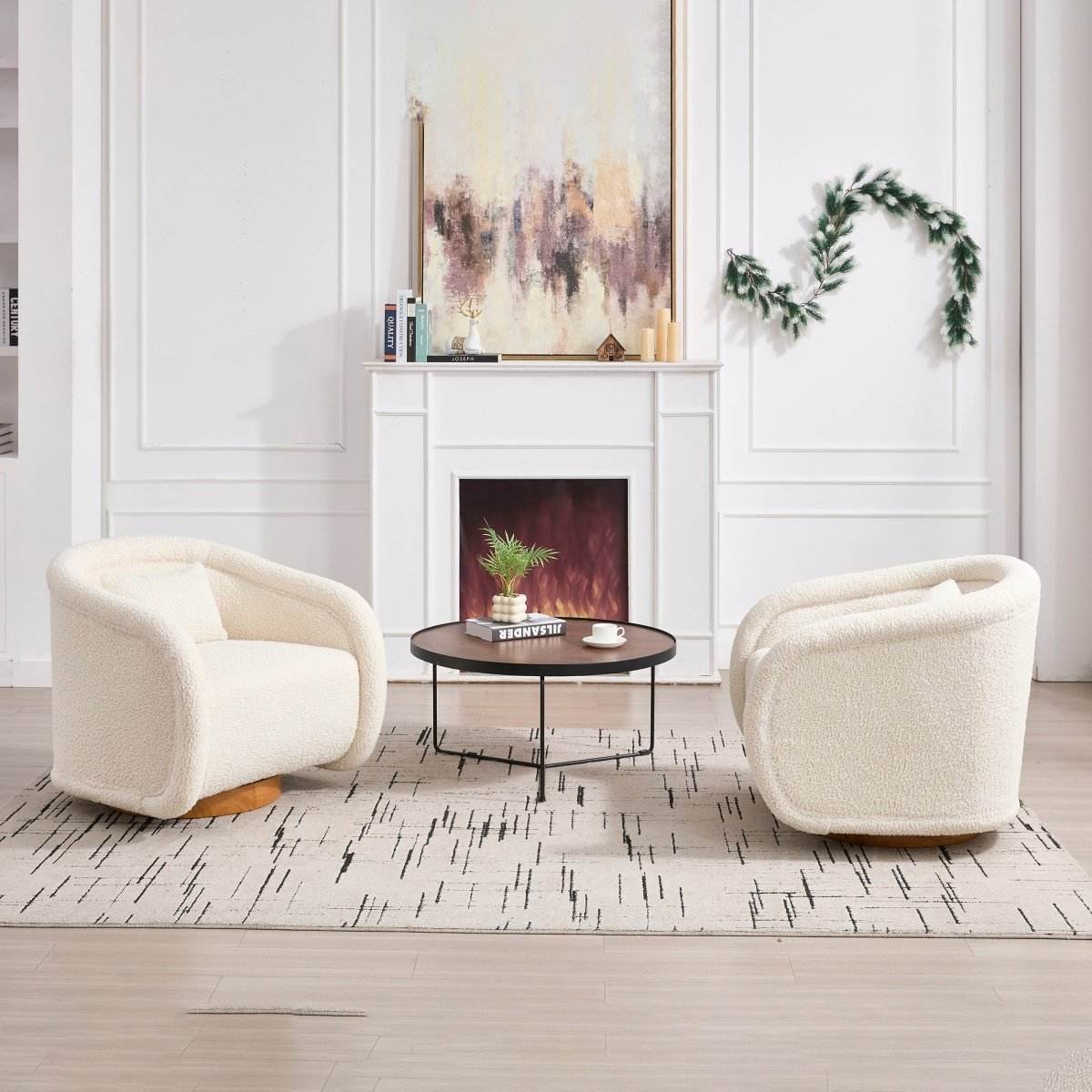 Modern Teddy Fabric 360-Degree Swivel Accent Chair - Sleep Galleria