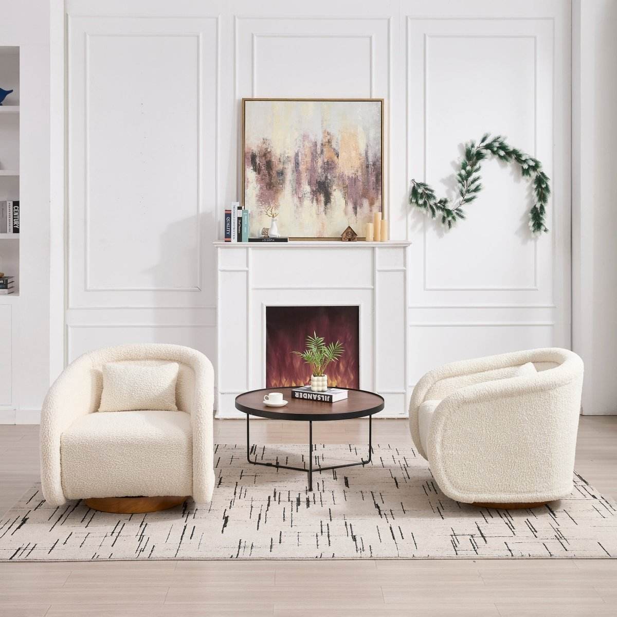 Modern Teddy Fabric 360-Degree Swivel Accent Chair - Sleep Galleria