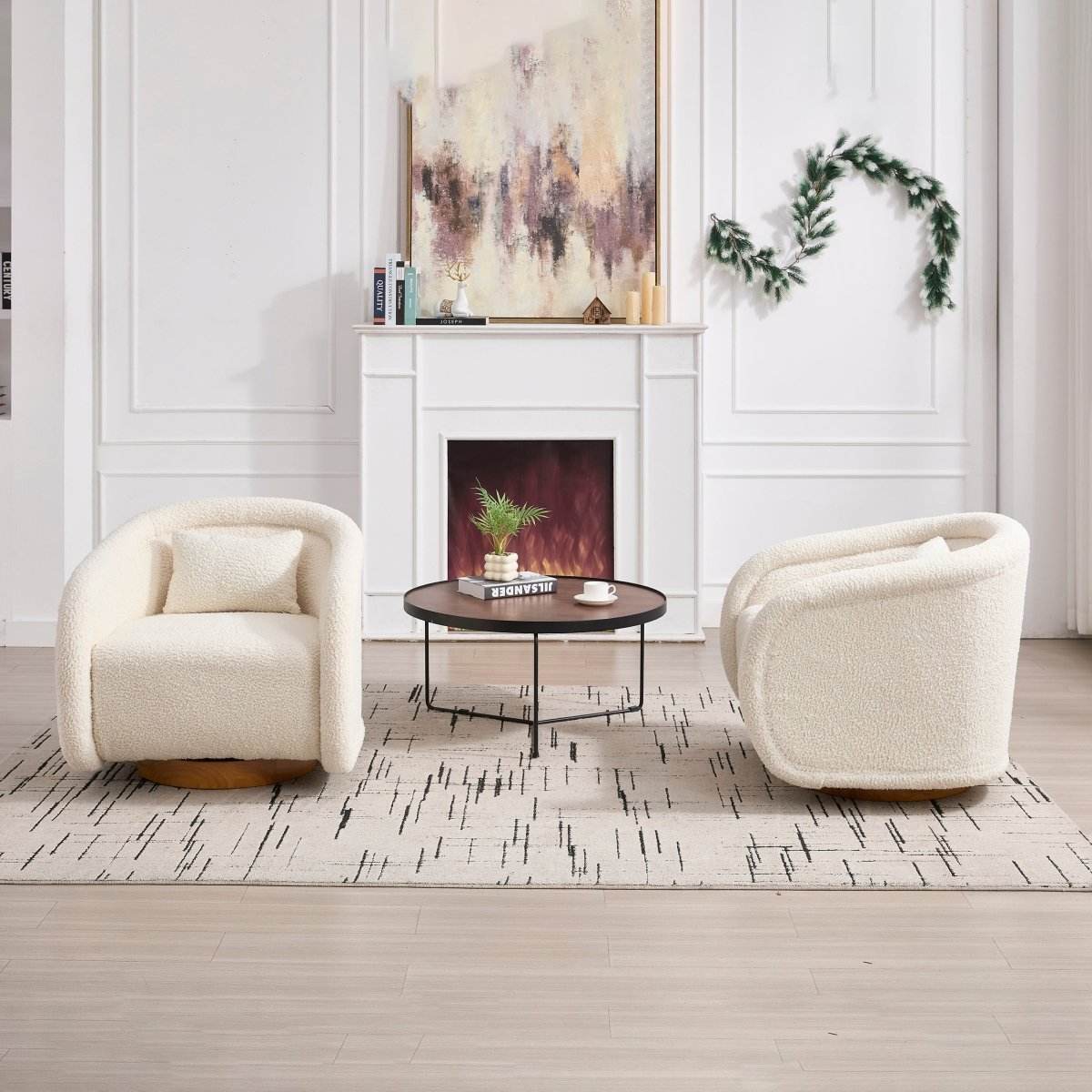 Modern Teddy Fabric 360-Degree Swivel Accent Chair - Sleep Galleria