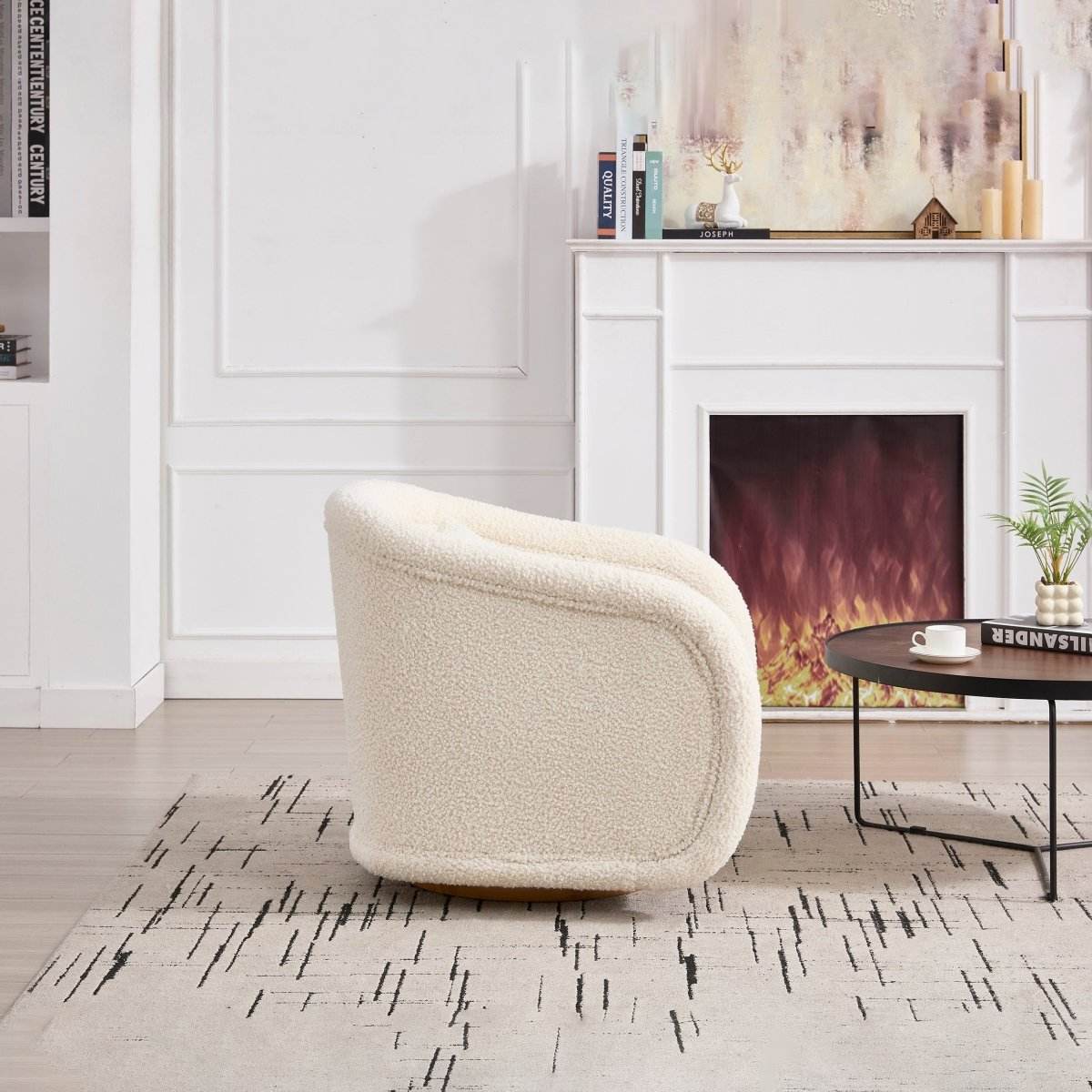 Modern Teddy Fabric 360-Degree Swivel Accent Chair - Sleep Galleria
