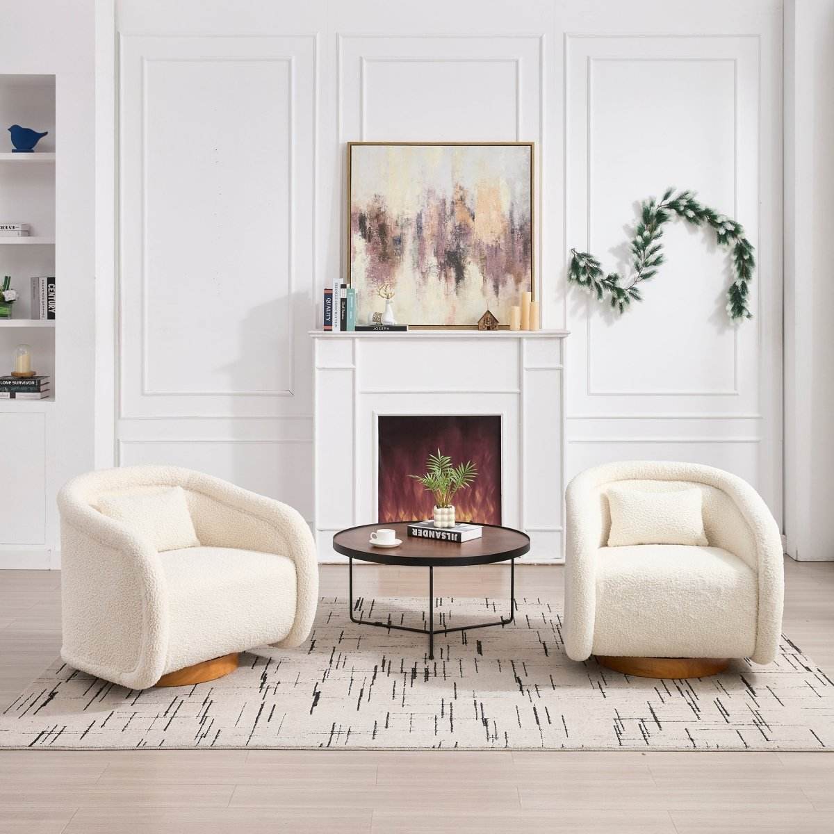 Modern Teddy Fabric 360-Degree Swivel Accent Chair - Sleep Galleria