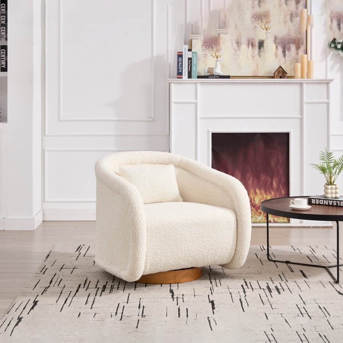 Modern Teddy Fabric 360-Degree Swivel Accent Chair - Sleep Galleria