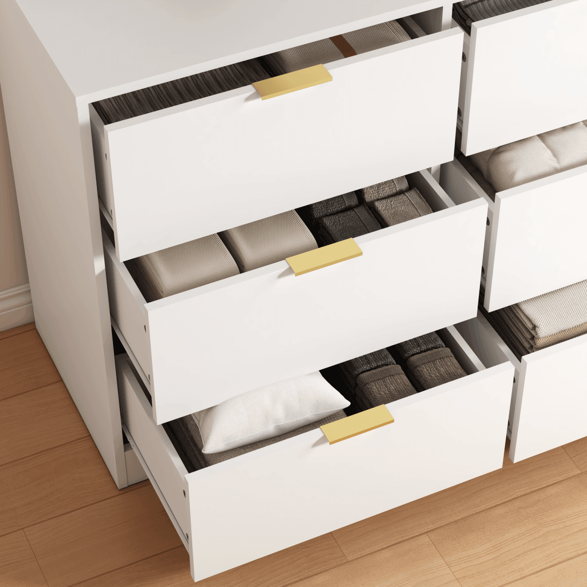 Modern White 9-Drawer Particle Board Dresser - Sleep Galleria