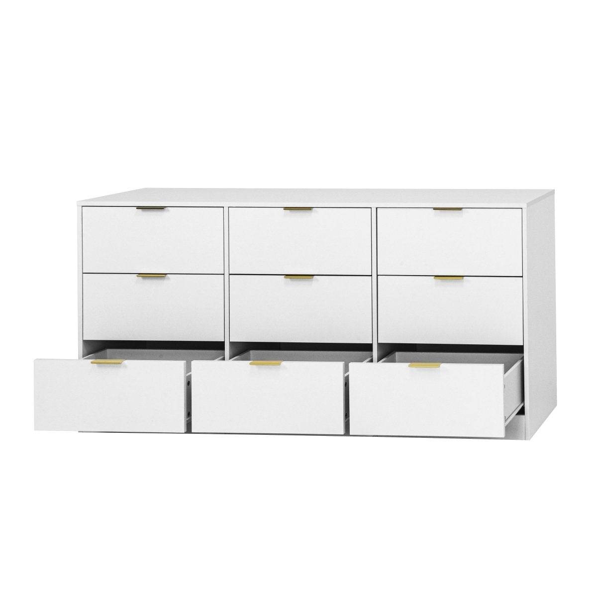 Modern White 9-Drawer Particle Board Dresser - Sleep Galleria